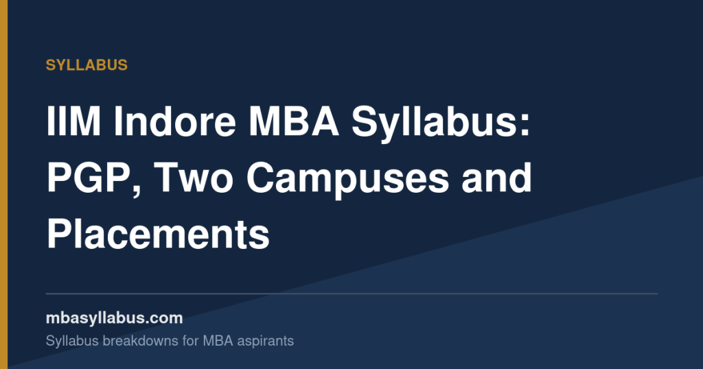 IIM Indore MBA Syllabus — PGP Curriculum, Two Campuses and Placements