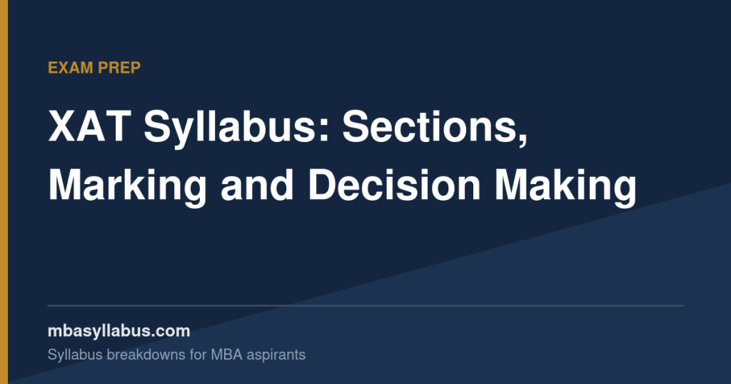 XAT Exam Syllabus — Sections, Marking and Decision Making